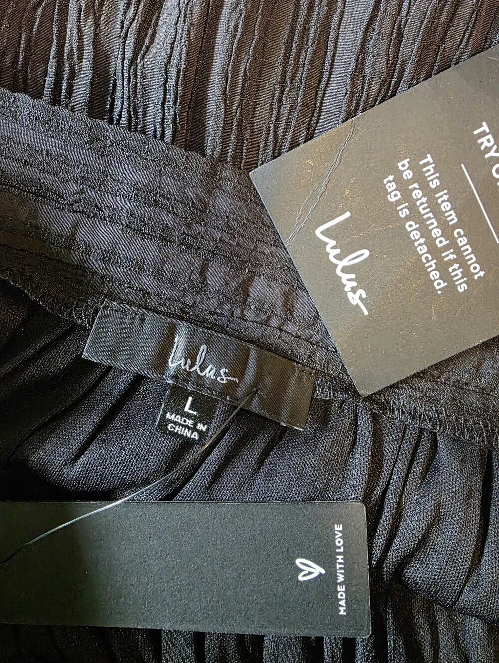 Lulus NWT Midsummer Memories Black Mid-Rise Textured Maxi Skirt - Large